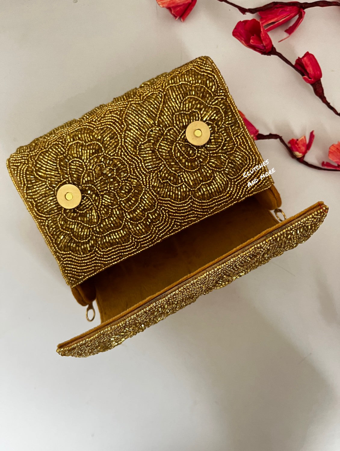 Gold Rose Flap Bag