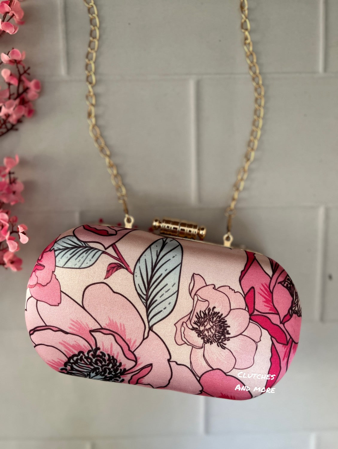 Pink Floral capsule clutch