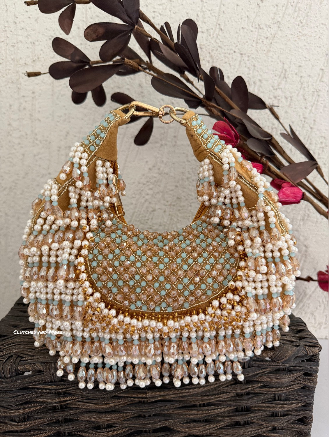 Alice Crystal Bag Gold White