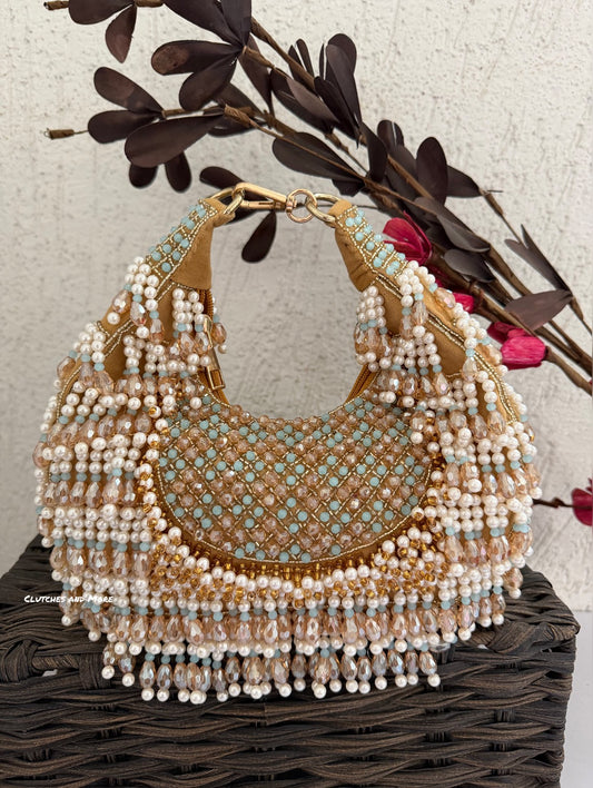 Alice Crystal Bag Gold White