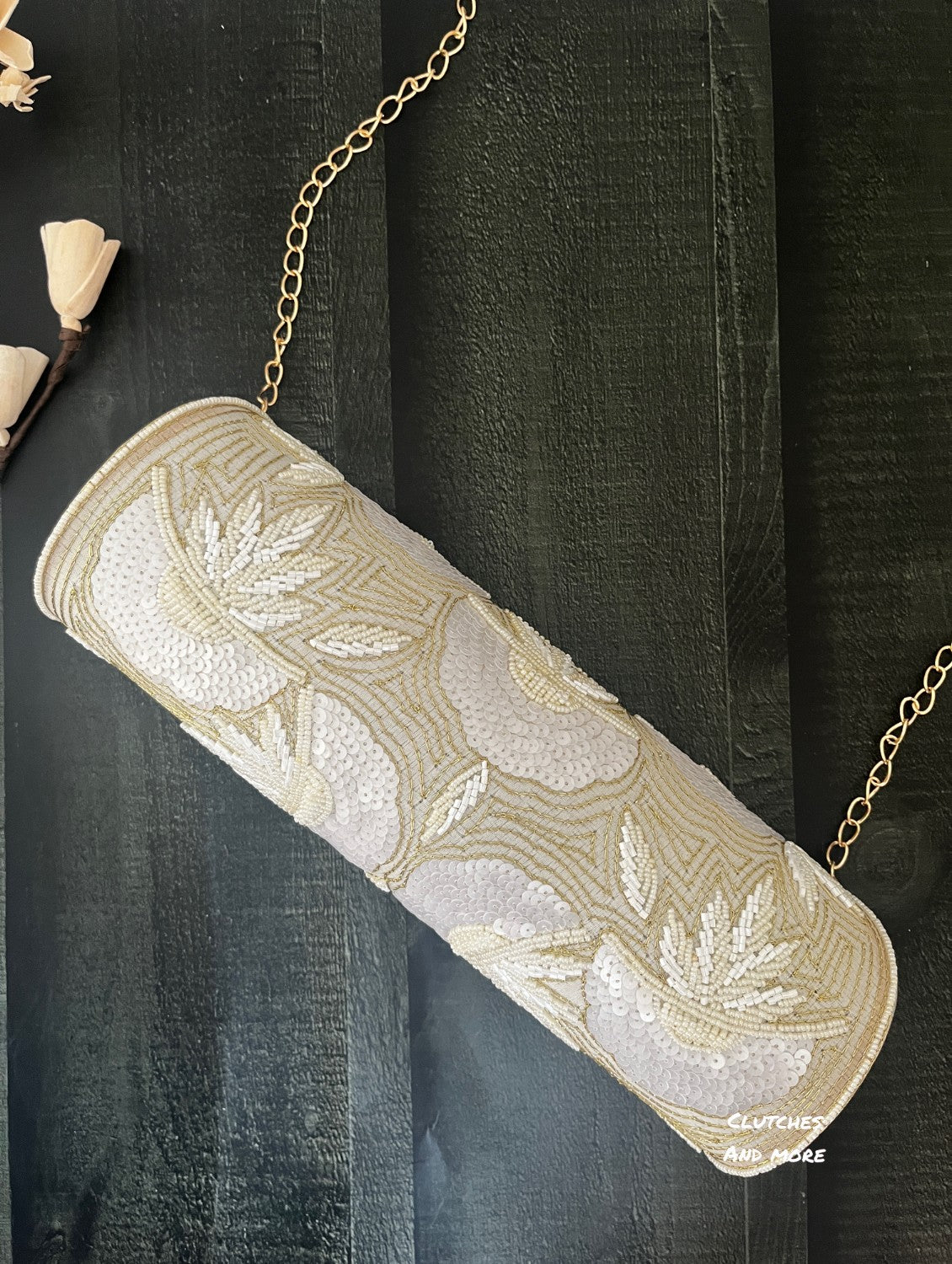 White Parchment Style Clutch