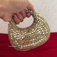 Kiana Kundan Clutch Nude Gold
