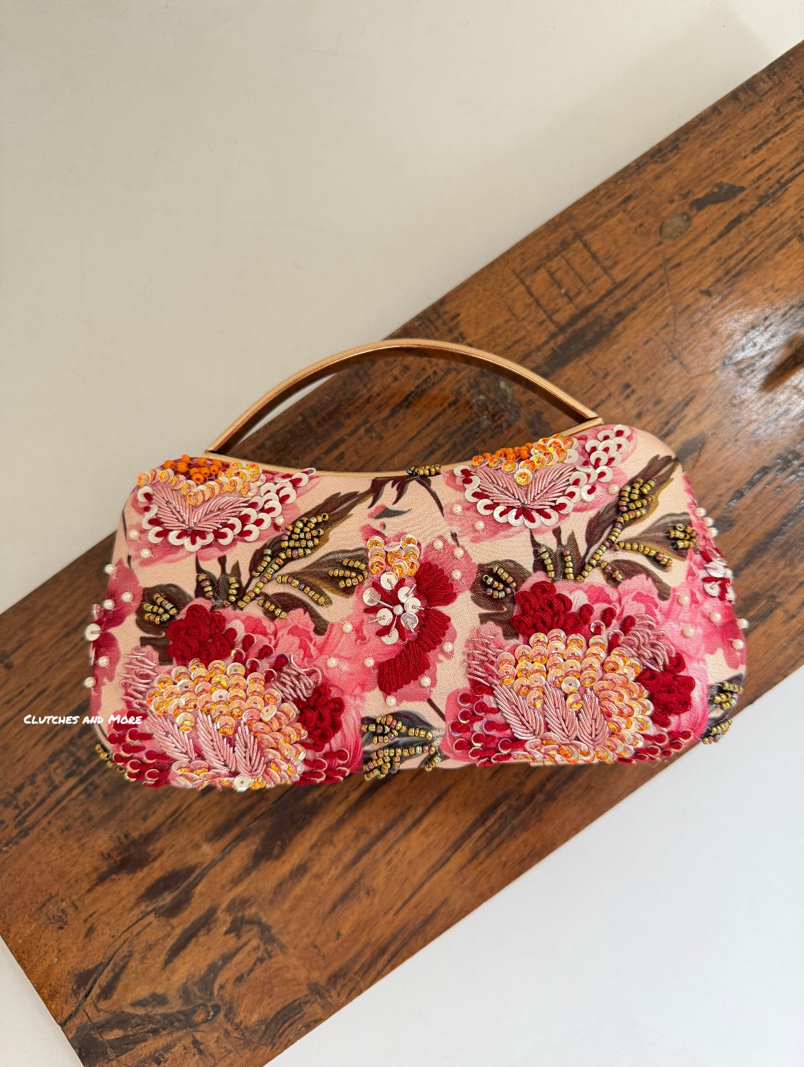 Poppy Floral Capsule Clutch Pink Red Multicoloured