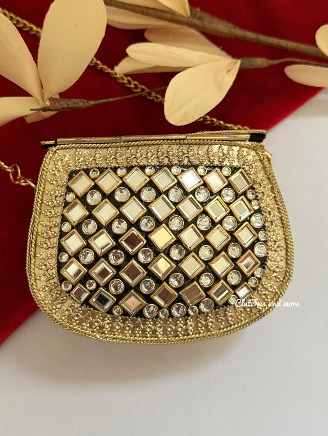Kasika Kundan Brass Clutch Mini