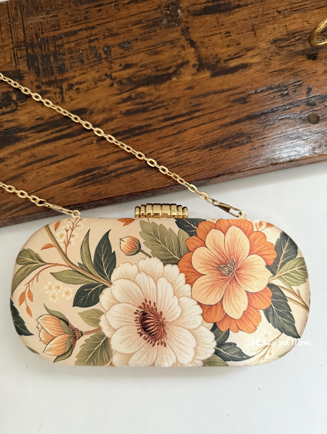 Poppy Floral Capsule Clutch Nude