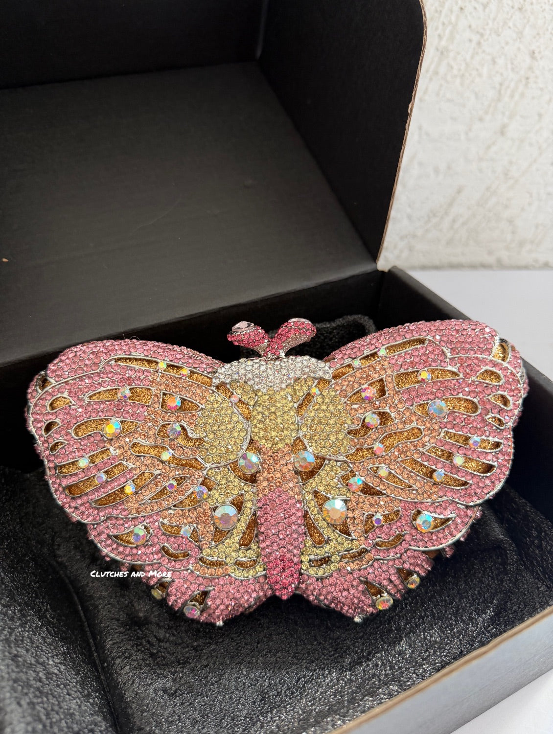 Premium Crystal Butterfly Clutch
