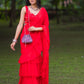 Red Georgette Pre Draped Saree by Dorie