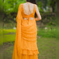 Yellow Georgette Pre Draped Saree by Dorie