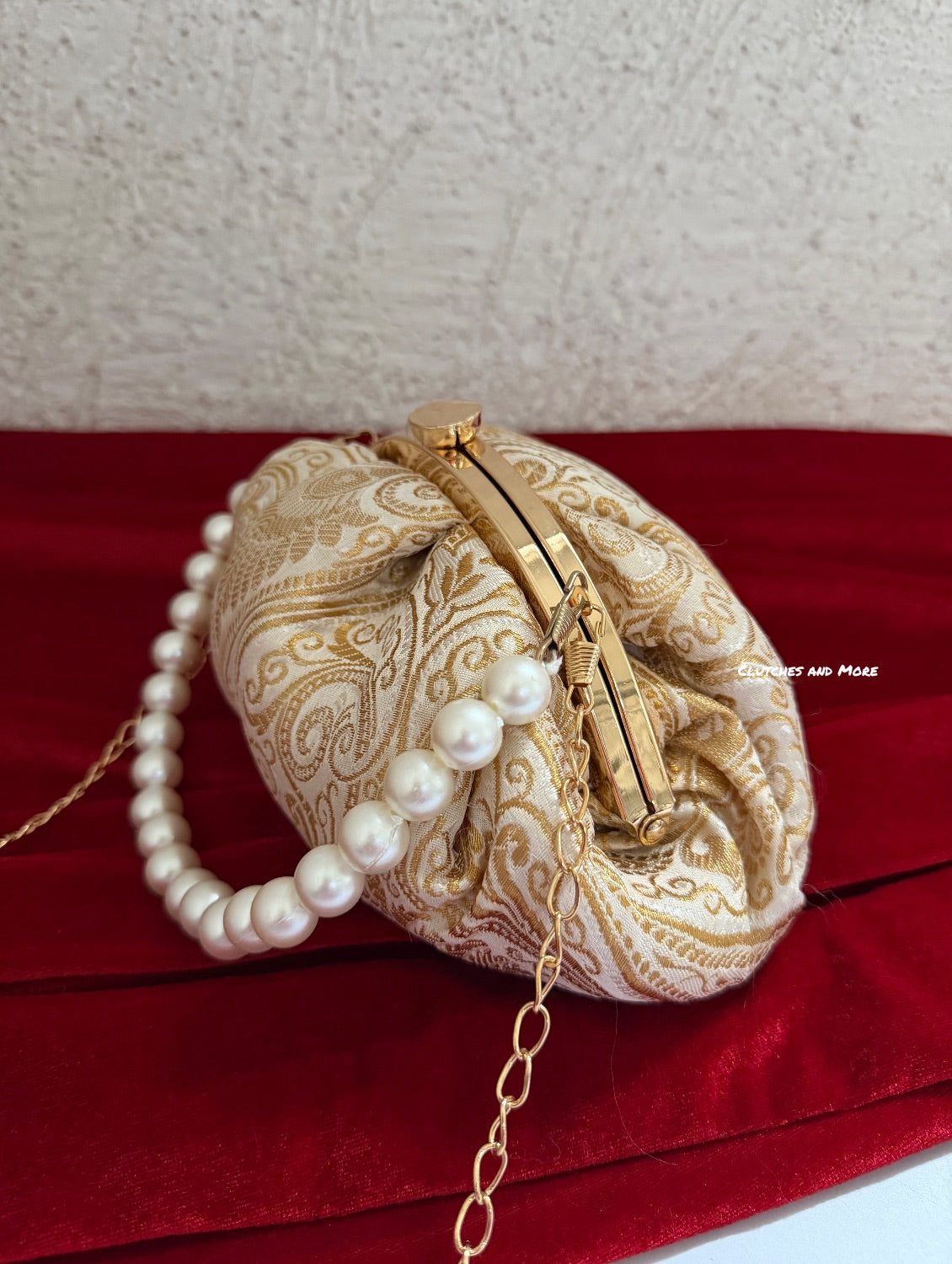 Banarsi Batua Bag White Gold