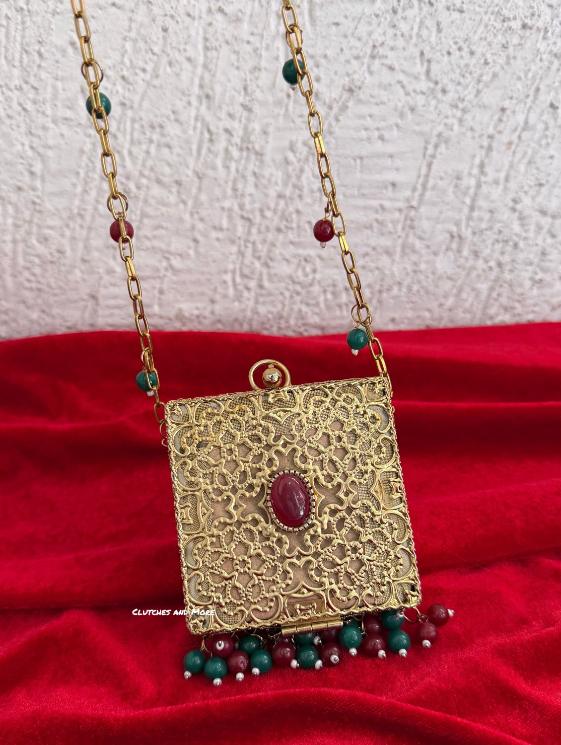 Mumtaz Mini Metal Jaal Bag Gold Multi