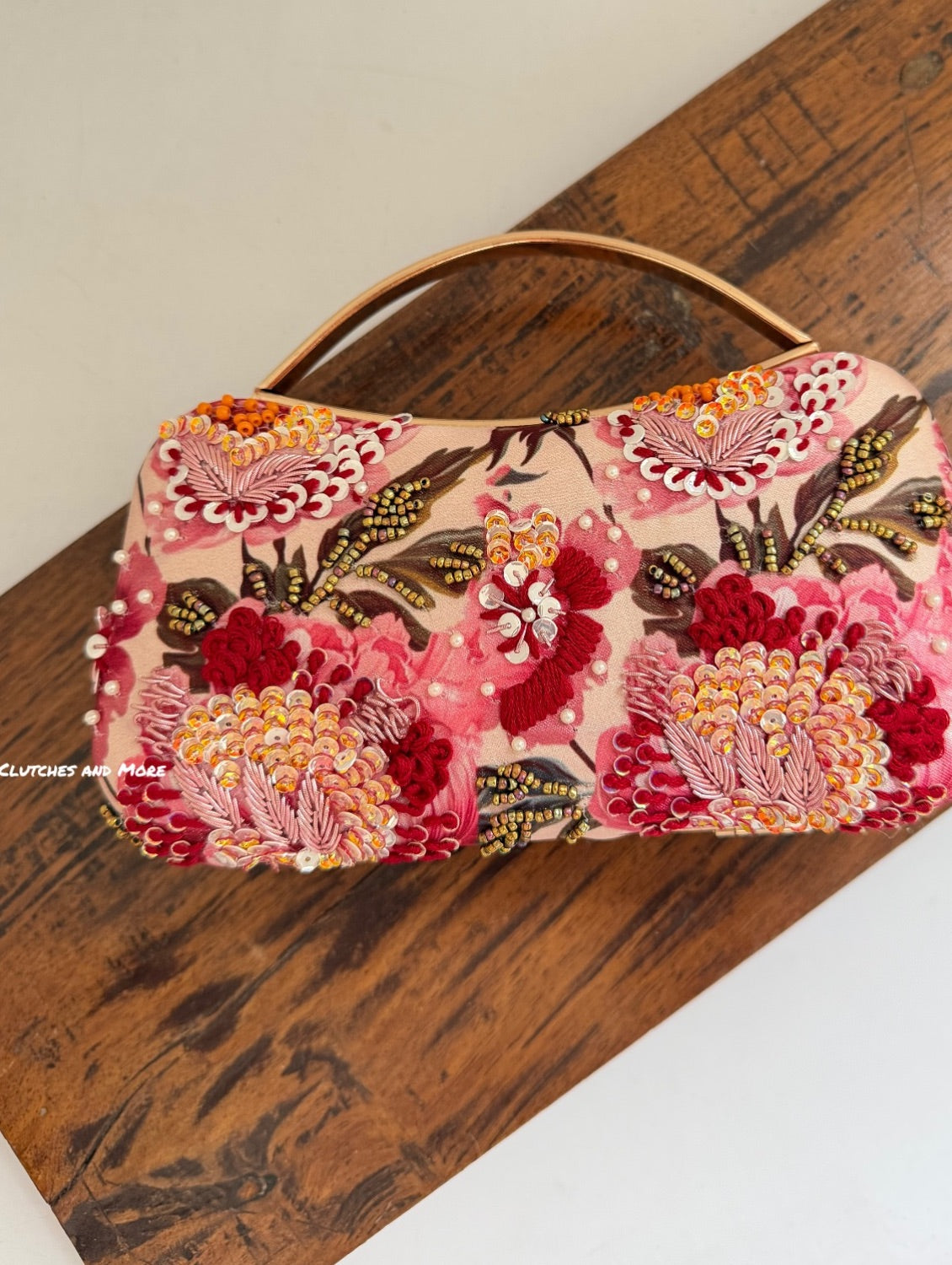 Poppy Floral Capsule Clutch Pink Red Multicoloured