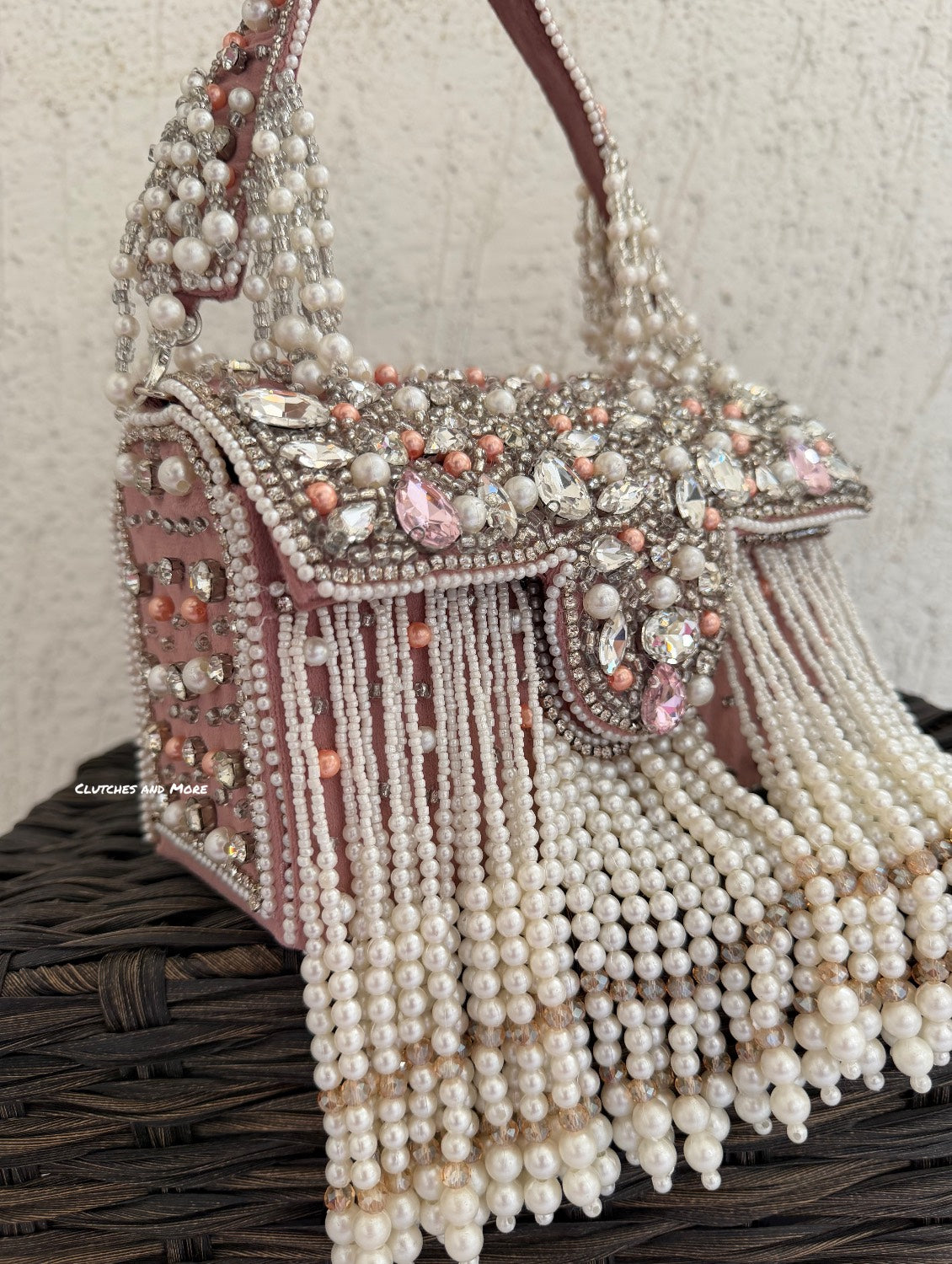 Premium Tassle Box clutch Onion Pink