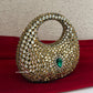 Kiana Kundan Clutch Mini Green Gold