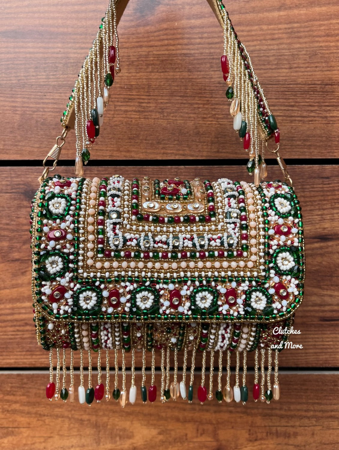 Luxe Multicolored Beaded Flap Bag