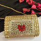 Kashish Kundan Brass Clutch Gold Red