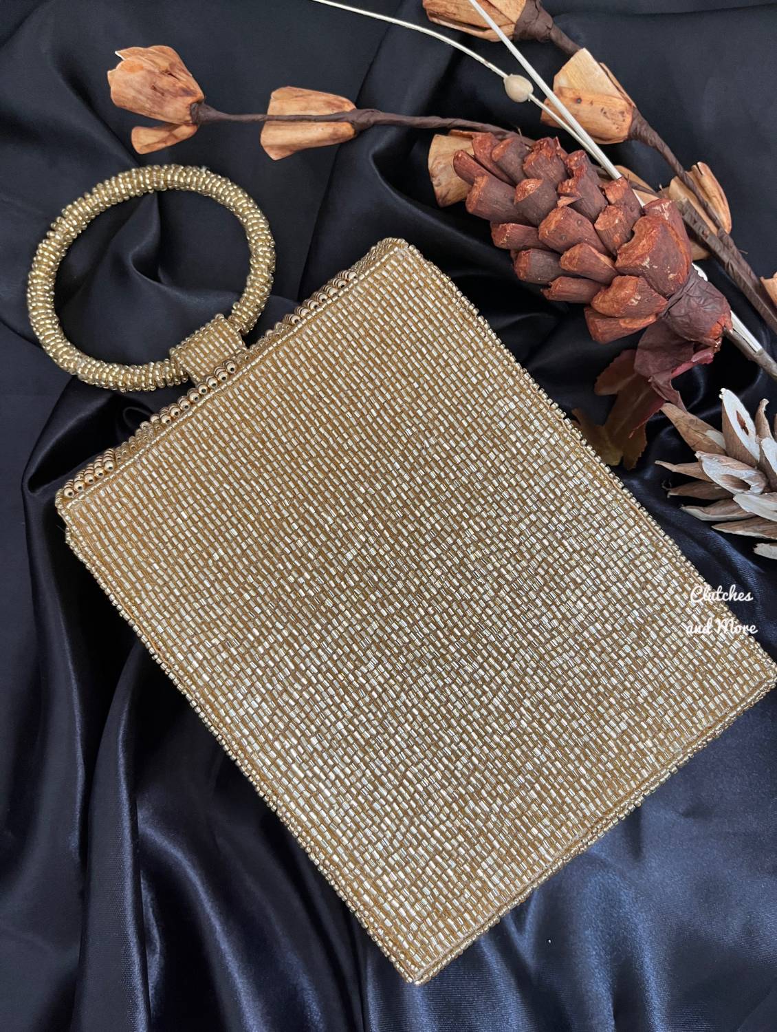 Anarkali Flap Clutch Gold