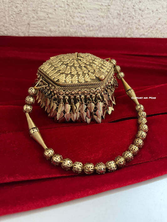 Mini Metal Box Clutch Antique Gold