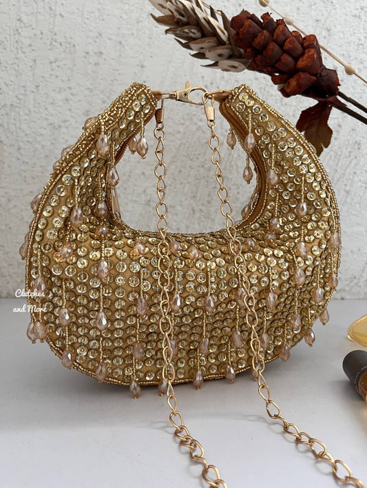 Crystal Chand Gold Clutch