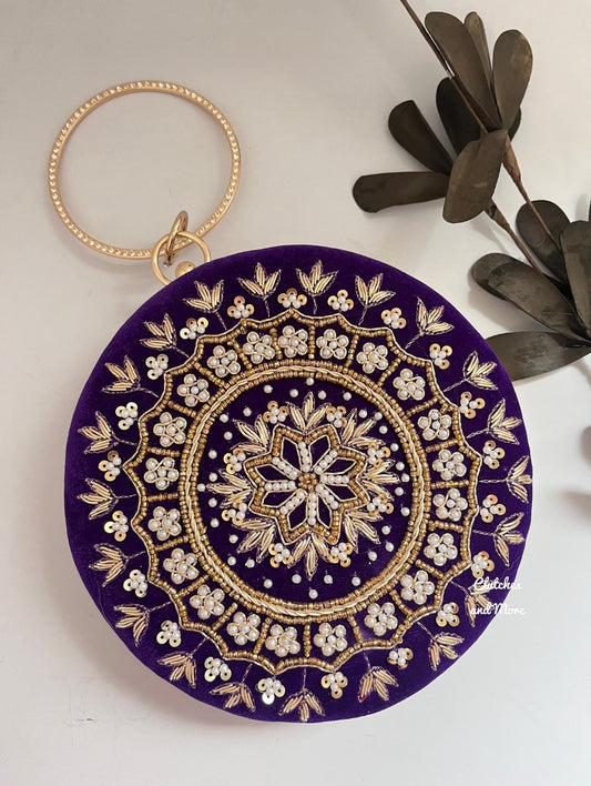 Chakra Purple Round Clutch