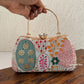 Lakhnawi Chikankari Box Clutch Blue