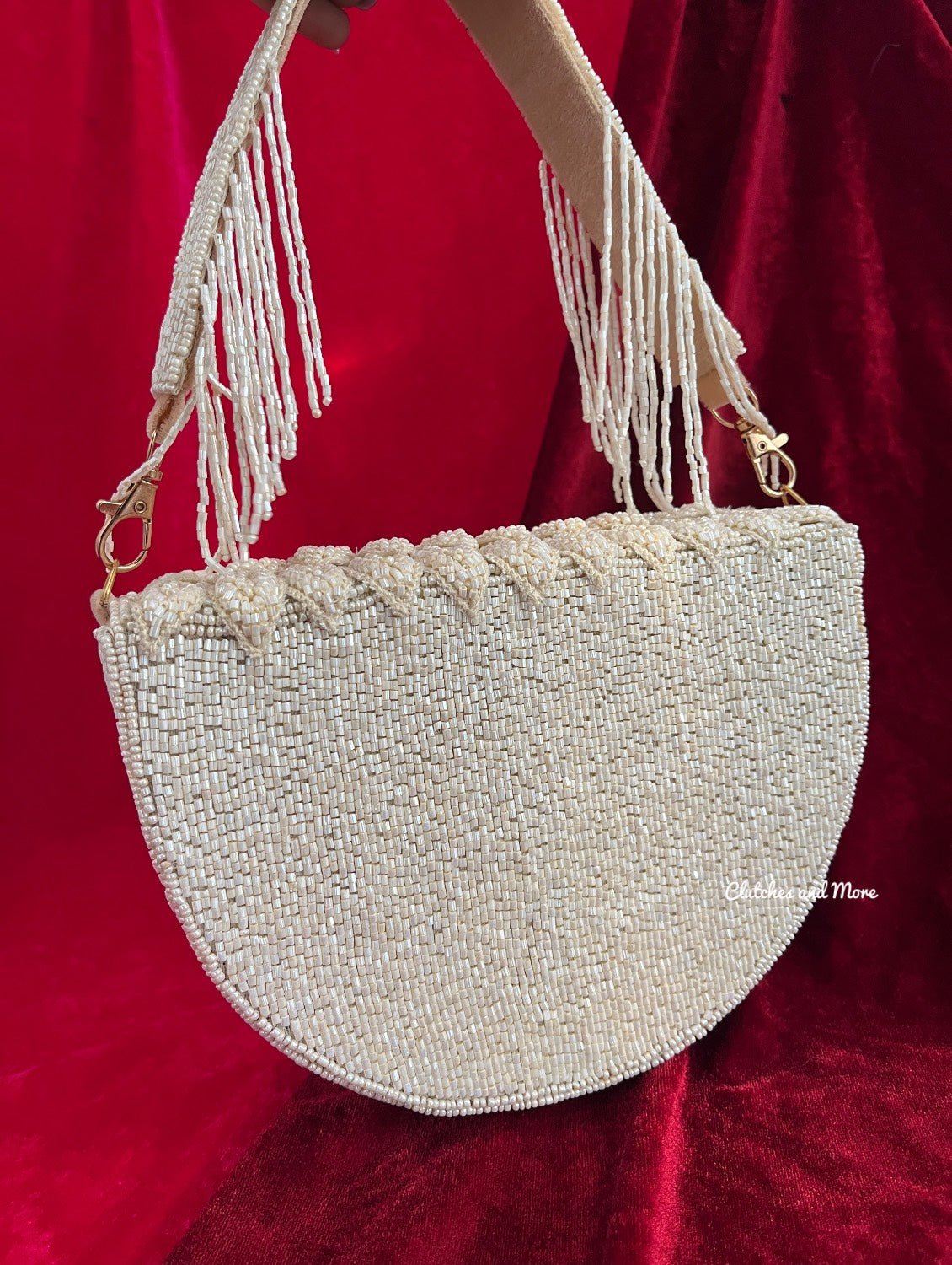 Luxury Rosetta Leaf Flap Bag White