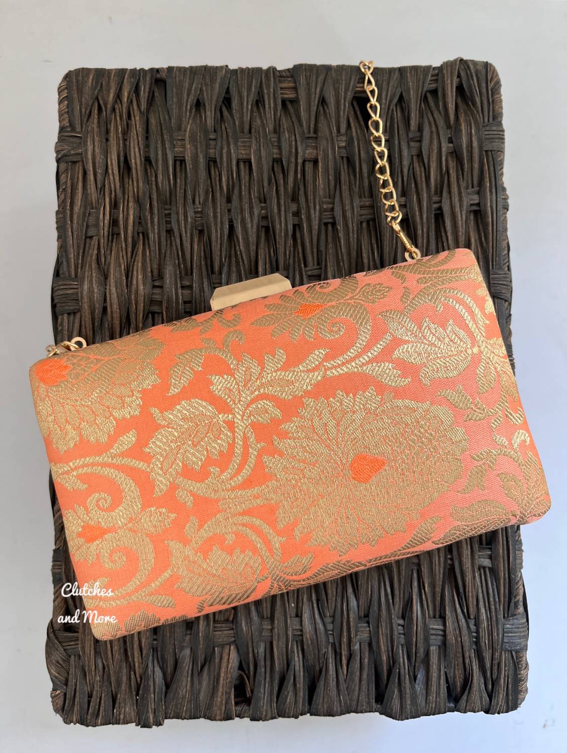 Kala Banarsi Clutch Peach