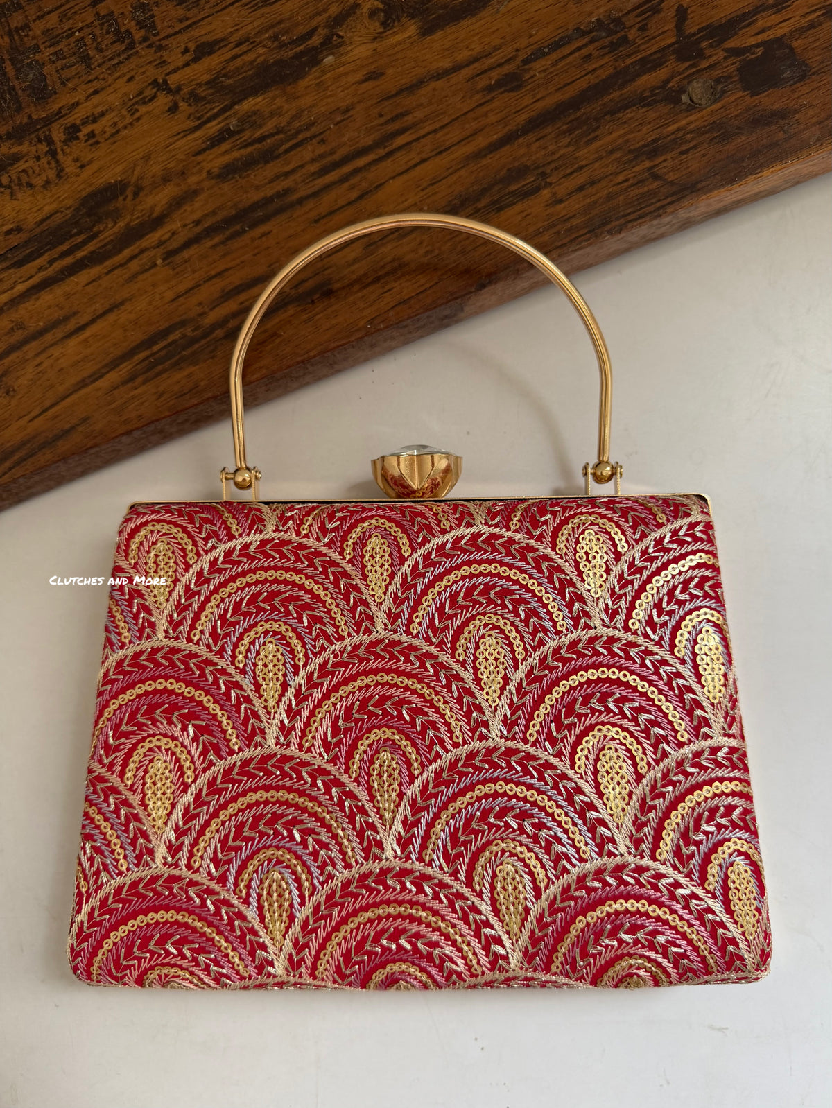 Rainbow Chikankari Bag Red