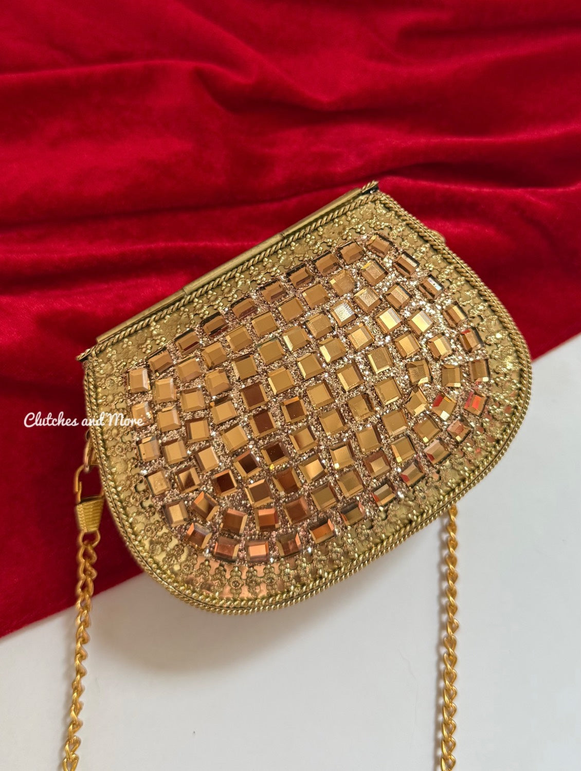 Mirror Brass Clutch Mini Gold