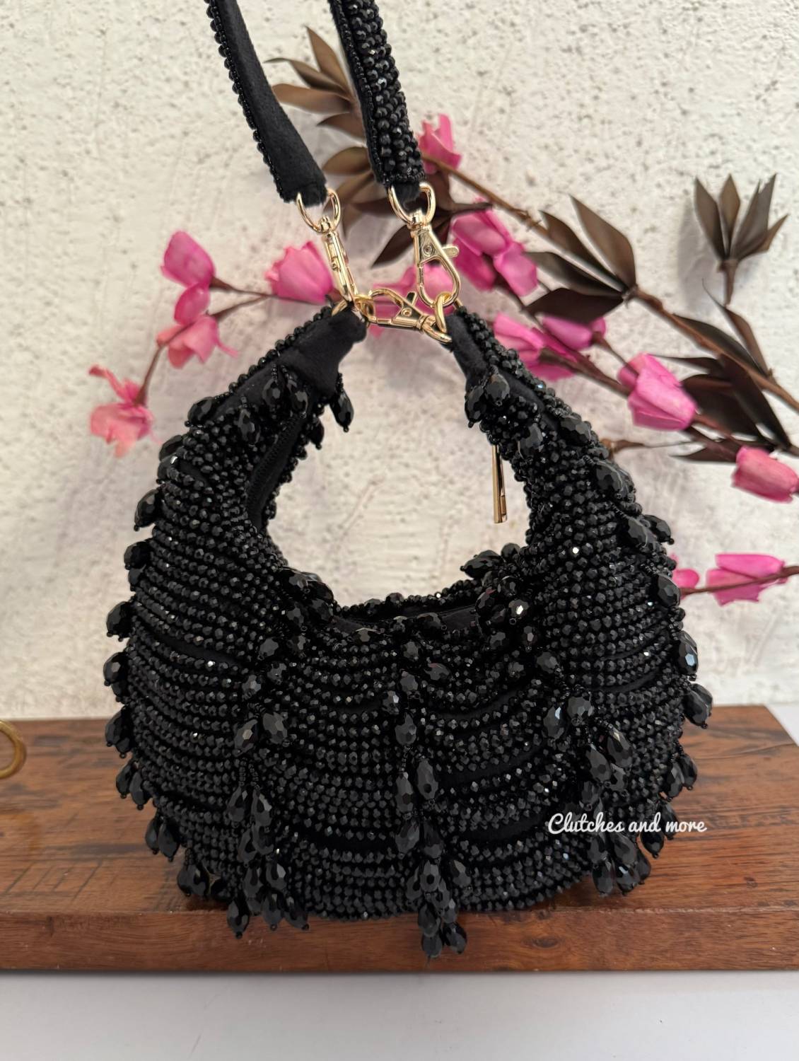 Aamna Moon Crystal Bag Black