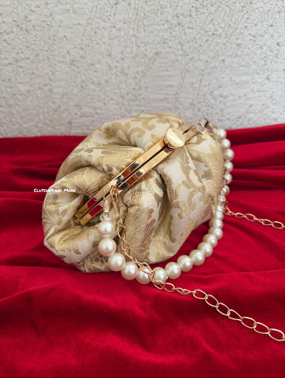 Banarsi Batua Bag White Gold