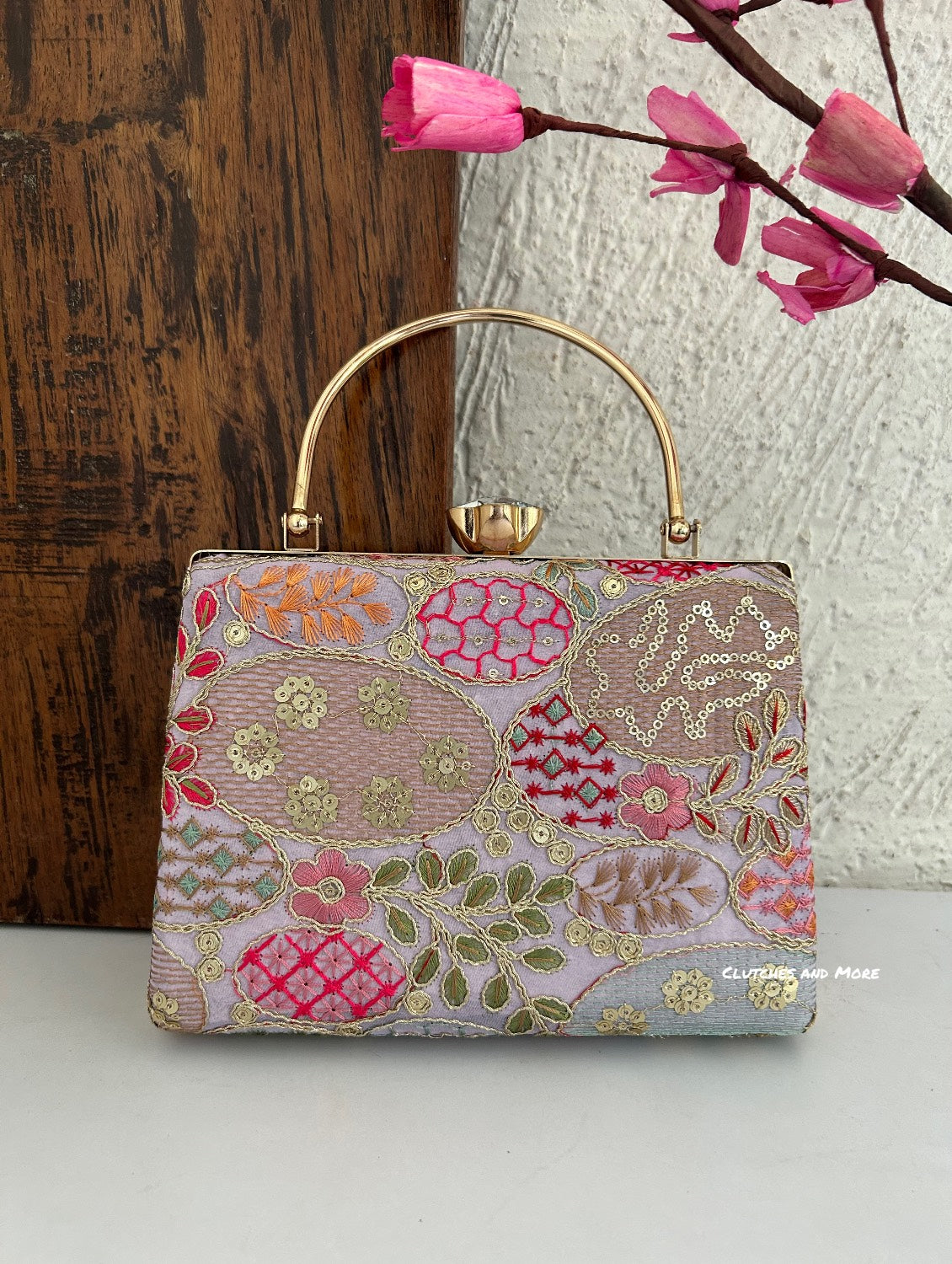 Lakhnawi Chikankari Bag Lavender