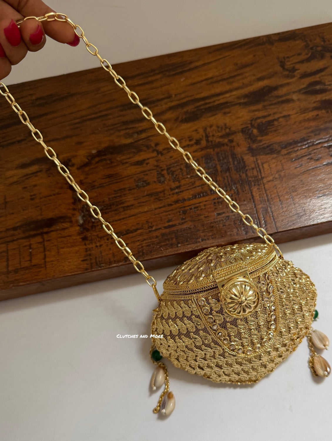 Noor Brass Mini Gold Clutch