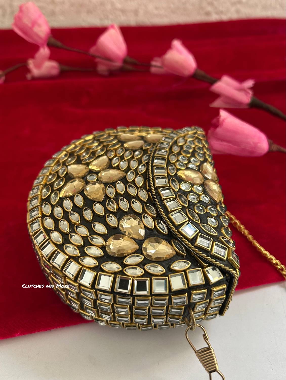 Kasika Kundan Brass Mini Clutch