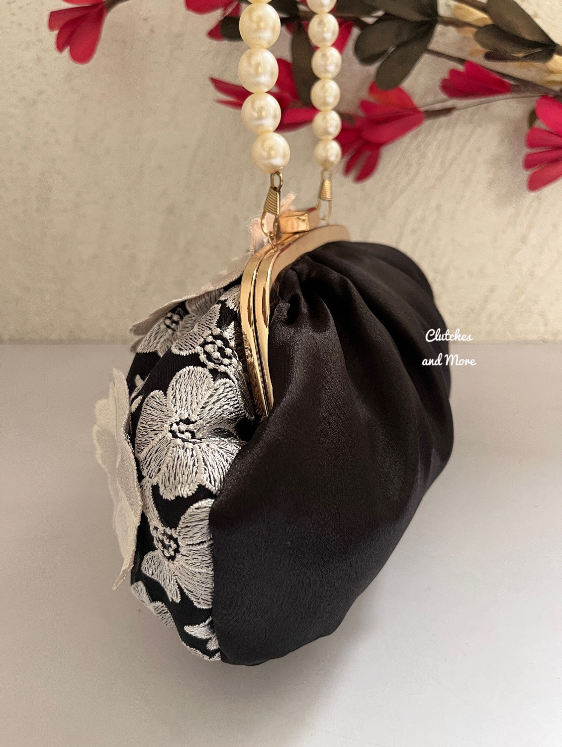 Garden of Flowers Batua Bag Black