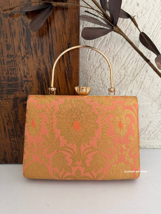 Hoor Banarsi Clutch Peach