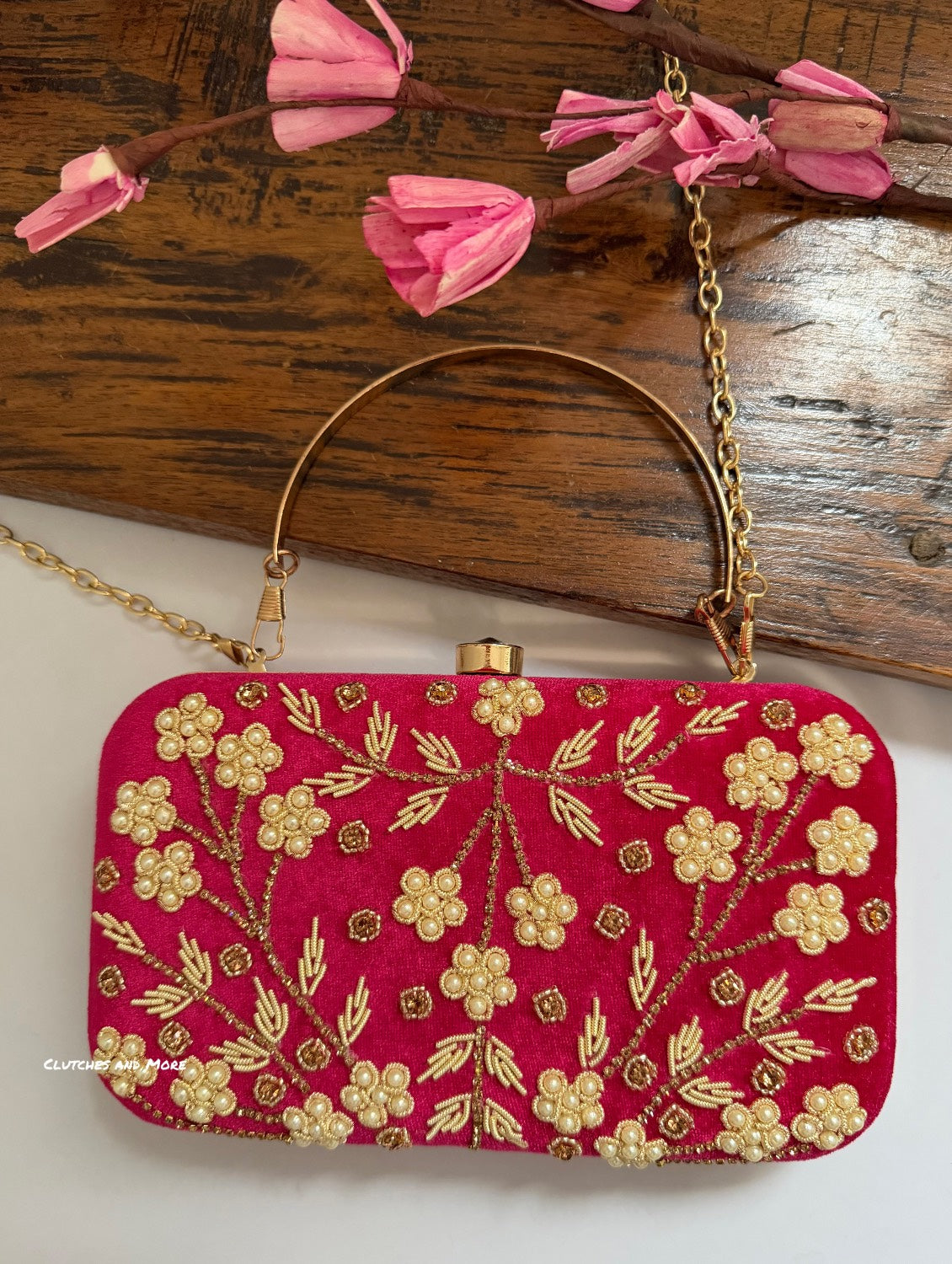 Maahi Pink Handwork Clutch Bag