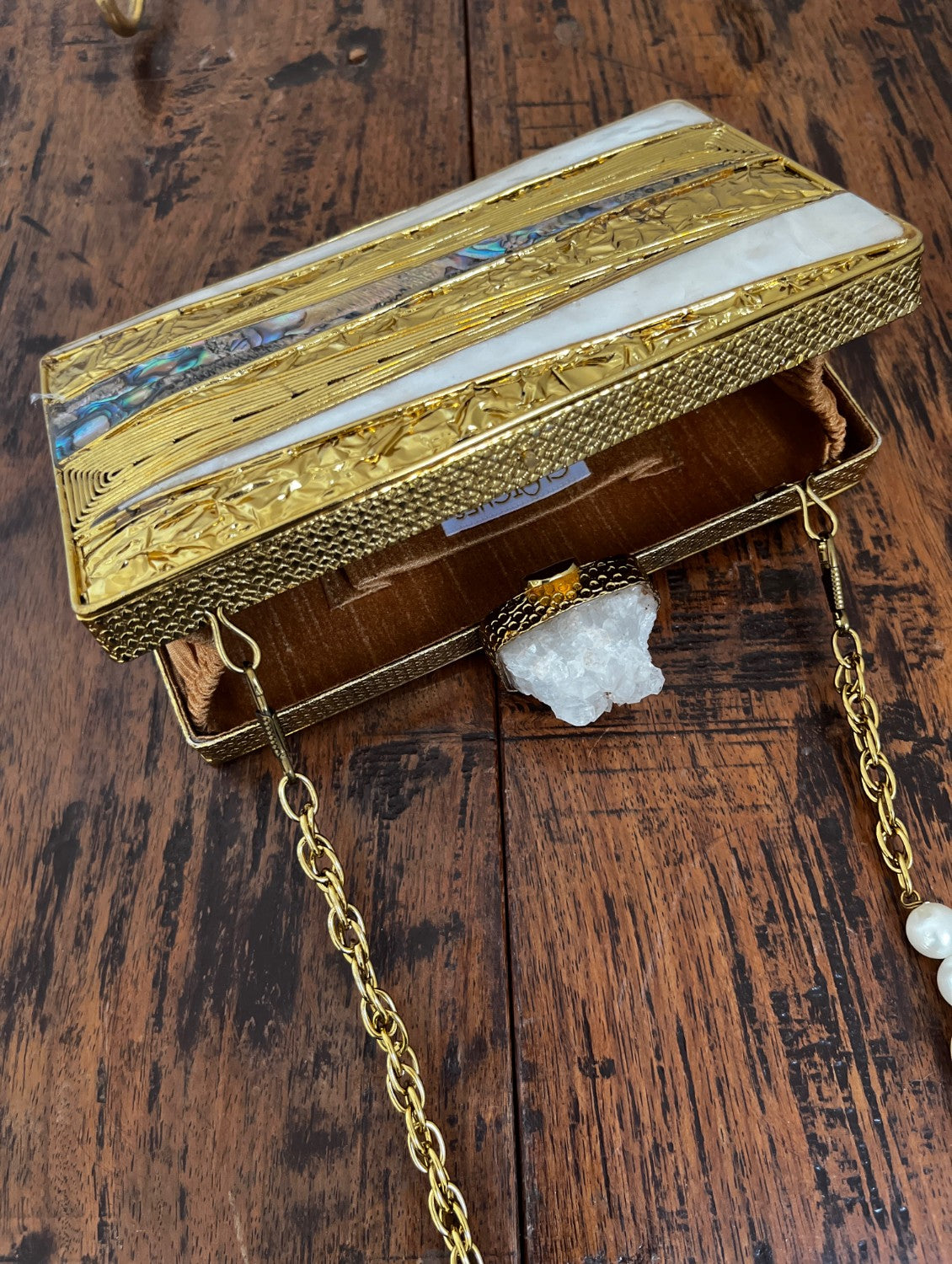 Mother of Pearl Premium Clutch Gold