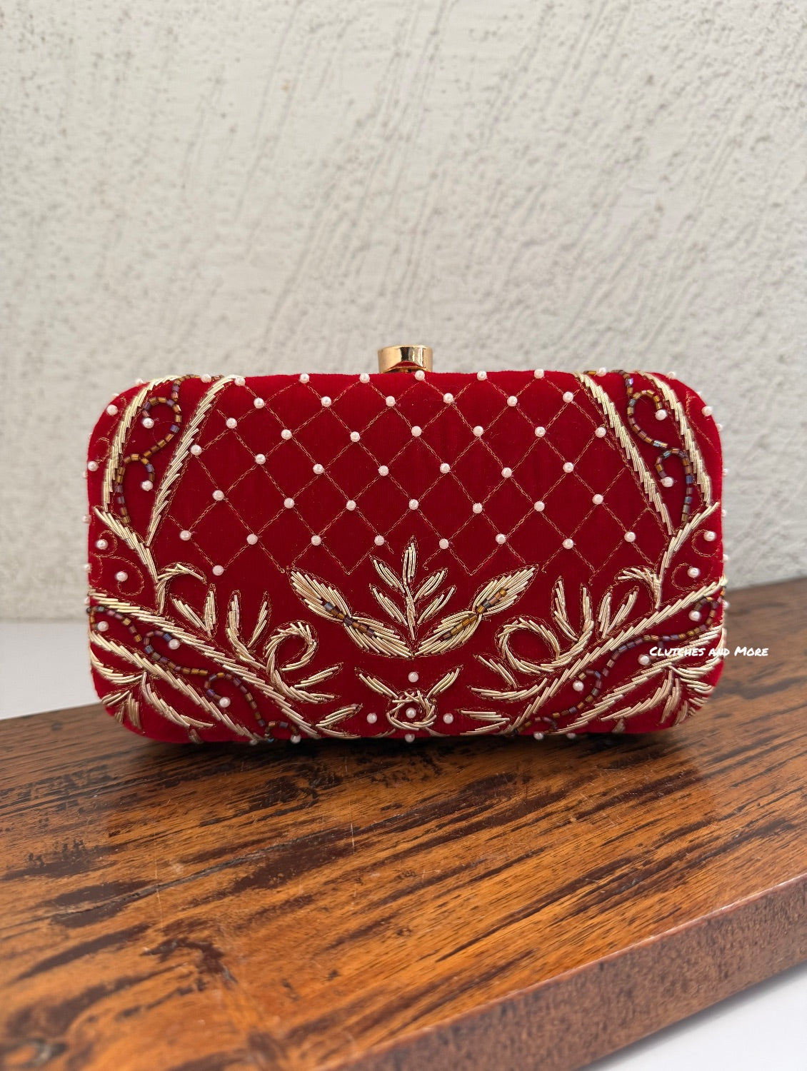 Red Handwork Ethnic Clutch