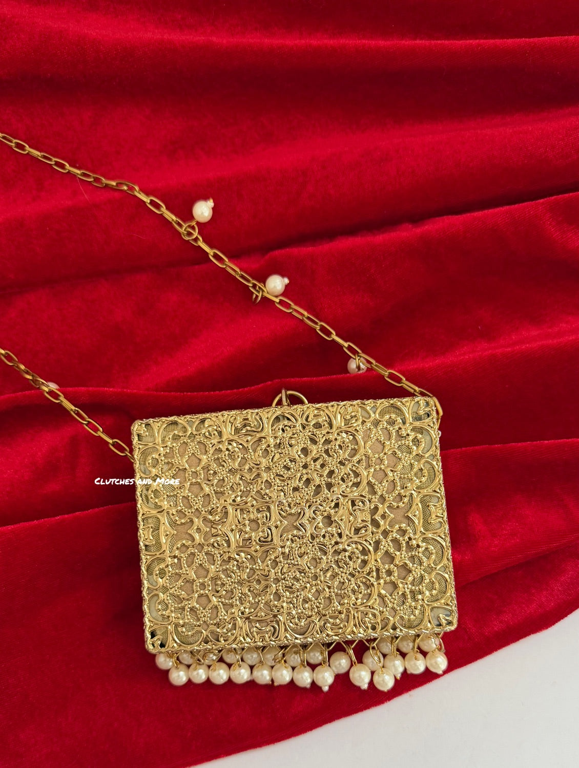Mumtaz Mini Metal Jaal Bag Gold