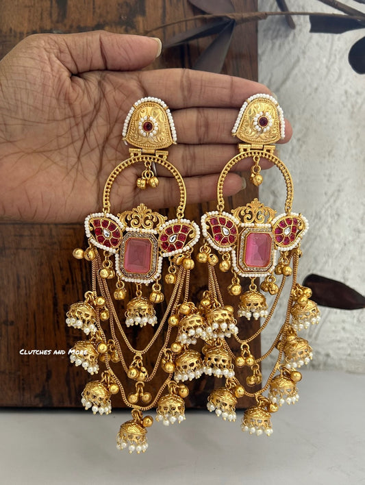 Farhana Kashmiri Jhumka Pink Red