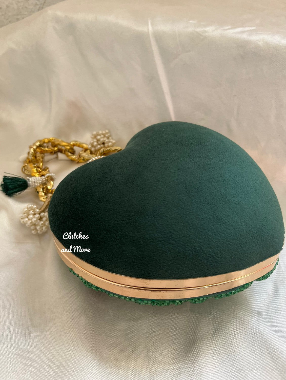 Emerald Green Heart Clutch Bag