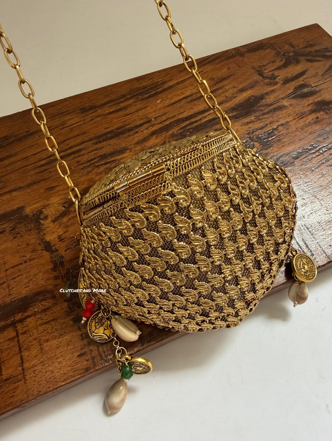 Noor Brass Mini Dark Gold Clutch
