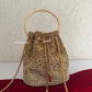 Rhinestone Bucket Bag Gold