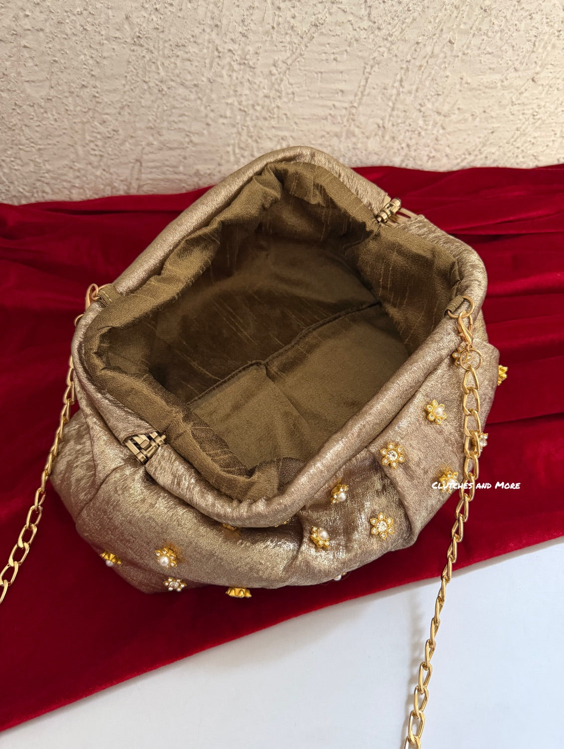 Kundan Batua Bag Shimmer Gold