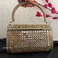Mehnaaz Kundan Brass Clutch Gold White