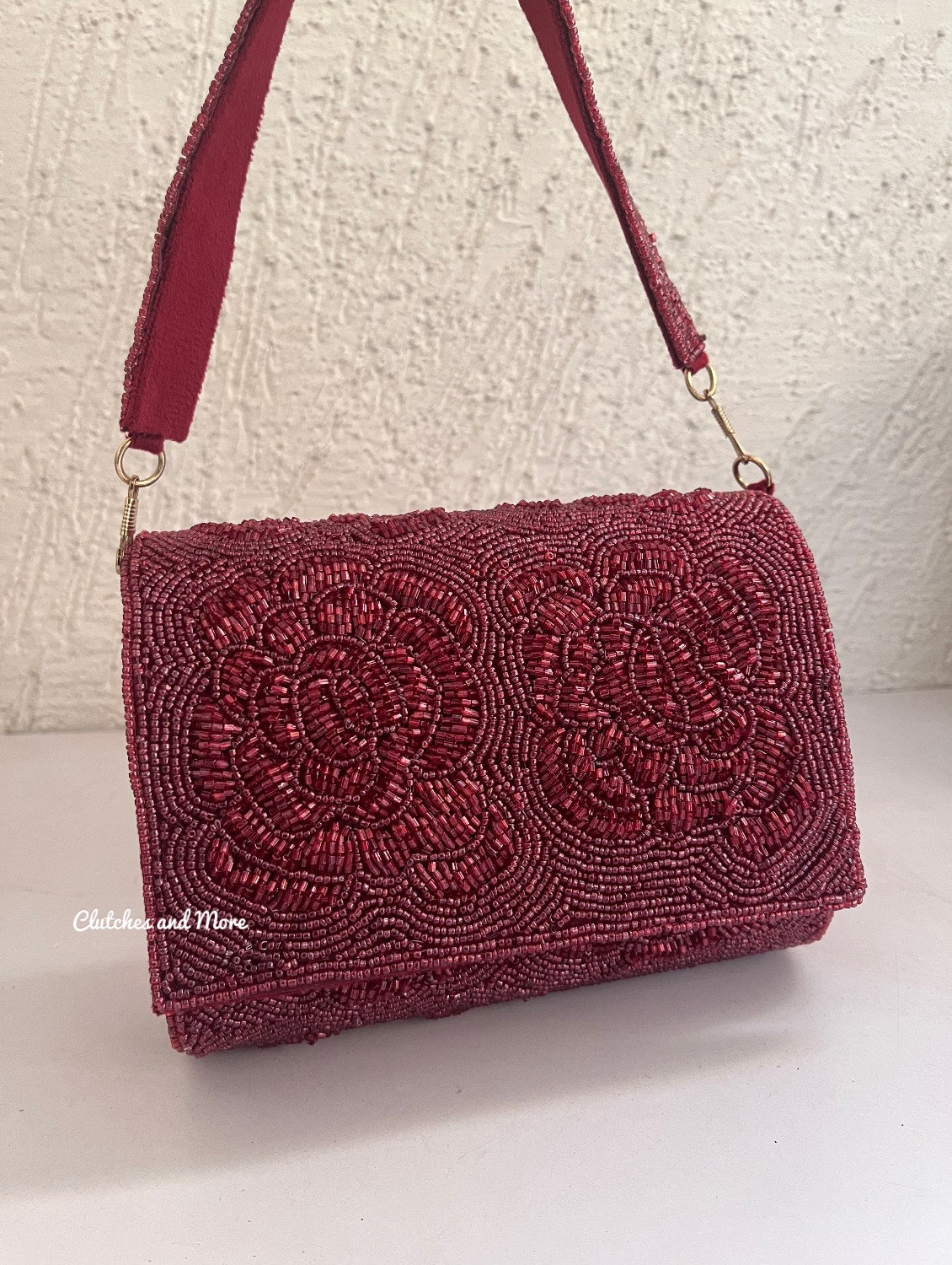 Rose Flap Bag Maroon