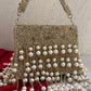 Jodha Pearl Tassle Clutch Gold