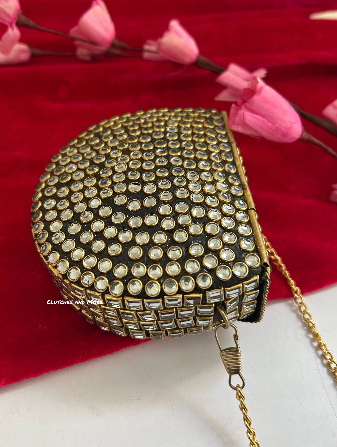 Kasika Kundan Brass Mini Clutch