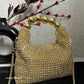 Rhinestone Gold Bag With Pearl Handle