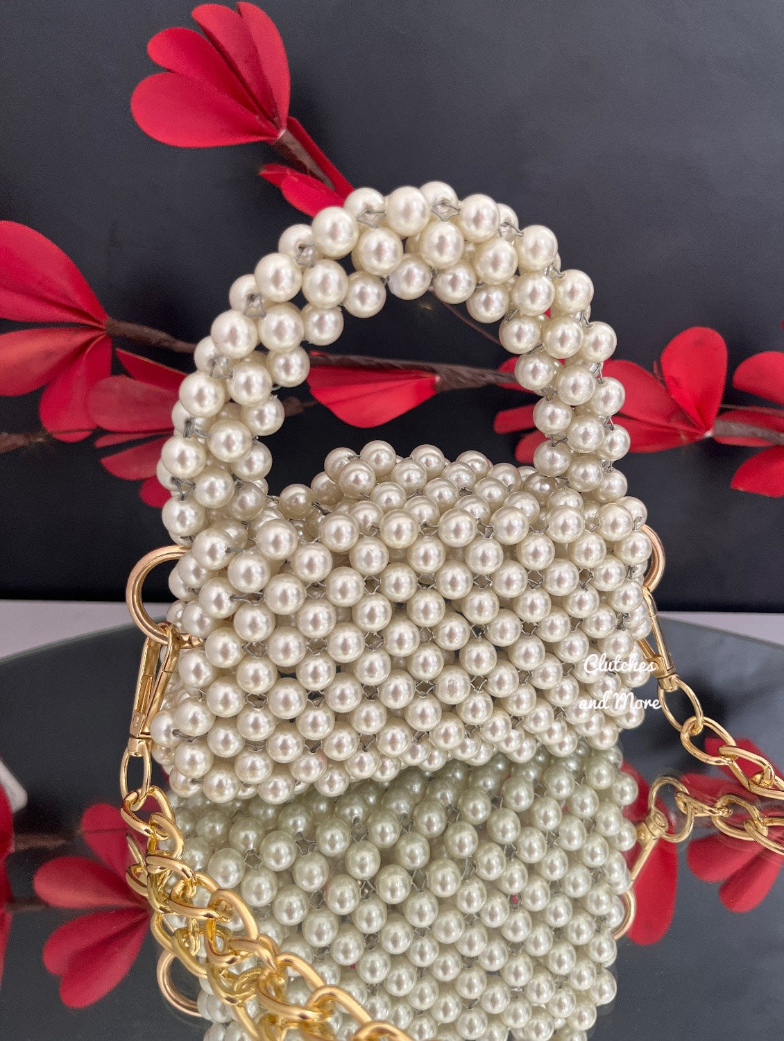 Mini Metallic Pearl Sling White